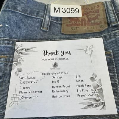 Levis 517 Jeans Mens 38x30 Blue Medium Wash Bootcut Denim Classic Fit Whiskered - Thumbnail 10