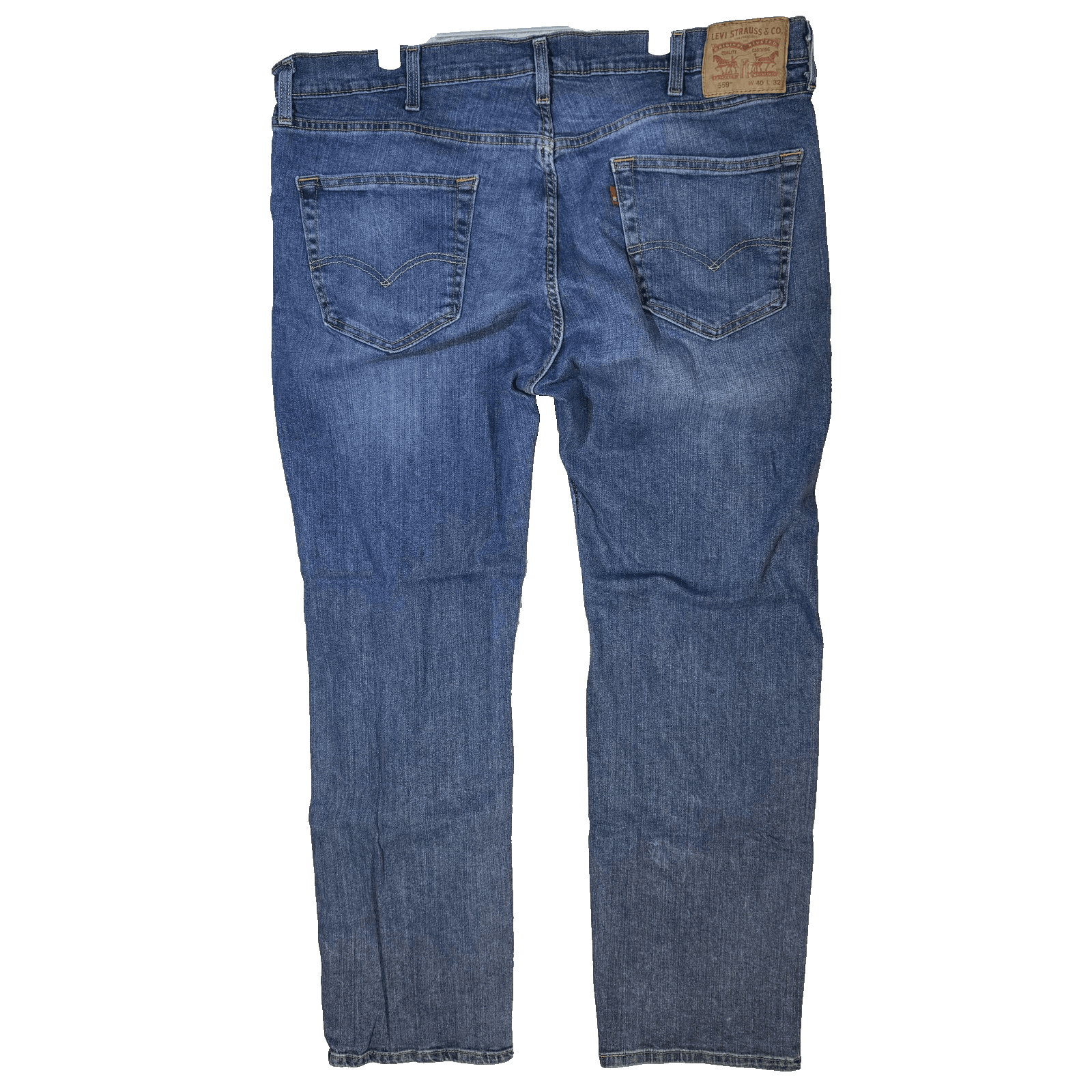 Levis 559 Jeans Mens 40x32 Blue Whiskered Straight Fit Stretch Denim Pants - Thumbnail 2