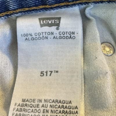 Levis 517 Jeans Mens 38x30 Blue Medium Wash Bootcut Denim Classic Fit Whiskered - Thumbnail 5