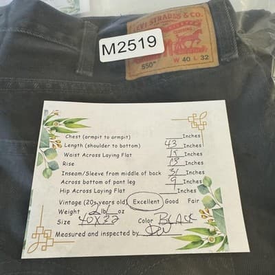 Levis 550 Jeans Mens 40x32 Black Relaxed Fit Tapered Leg Denim Pants Classic - Thumbnail 8