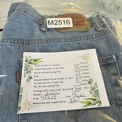 Levis 550 Jeans Mens 42x29 Relaxed Fit Tapered Leg Denim Pants Good Condition - Thumbnail 9