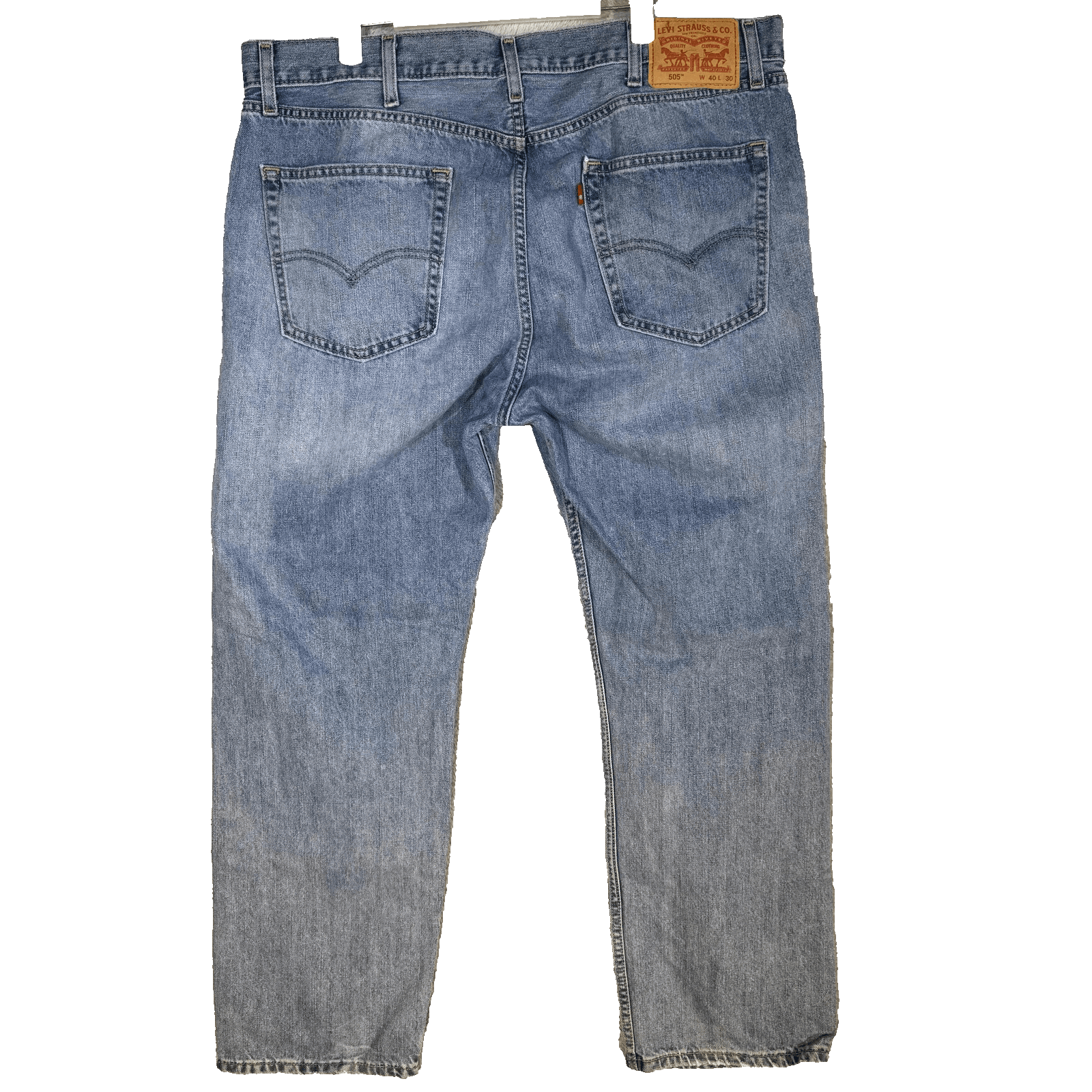 Levis 505 Jeans Mens 40x30 Blue Denim Straight Leg Classic Fit Medium Wash - Thumbnail 2