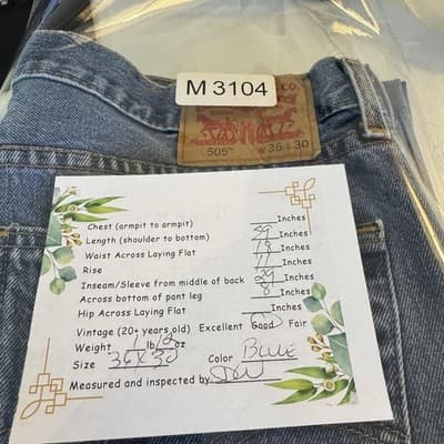 Levis 505 Jeans Mens 36x30 Blue Straight Leg Medium Wash Denim Cotton Classic - Thumbnail 11