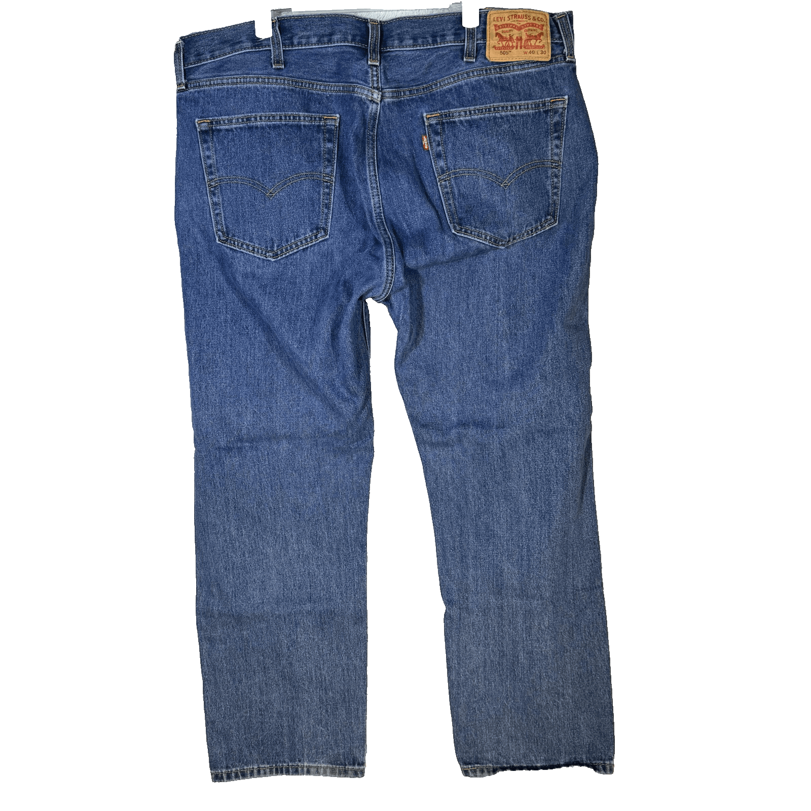 Levis 505 Jeans Mens 40x30 Blue Classic Straight Leg Denim Medium Wash USA Style - Thumbnail 2