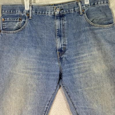 Levis 517 Jeans Mens 38x30 Blue Medium Wash Bootcut Denim Classic Fit Whiskered - Thumbnail 2