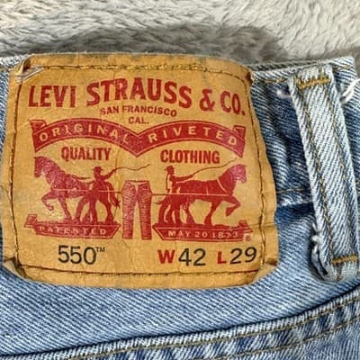 Levis 550 Jeans Mens 42x29 Relaxed Fit Tapered Leg Denim Pants Good Condition - Thumbnail 4