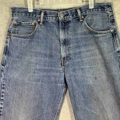 Levis 550 Jeans Mens 36x30 Blue Medium Wash Relaxed Fit Tapered Leg Denim - Thumbnail 2