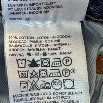 Levis 501 Jeans Mens 36x35 Blue Original Fit Big E Straight Leg Button Fly Denim - Thumbnail 8