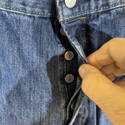 Levis 501 Jeans Mens 36x35 Blue Original Fit Big E Straight Leg Button Fly Denim - Thumbnail 2