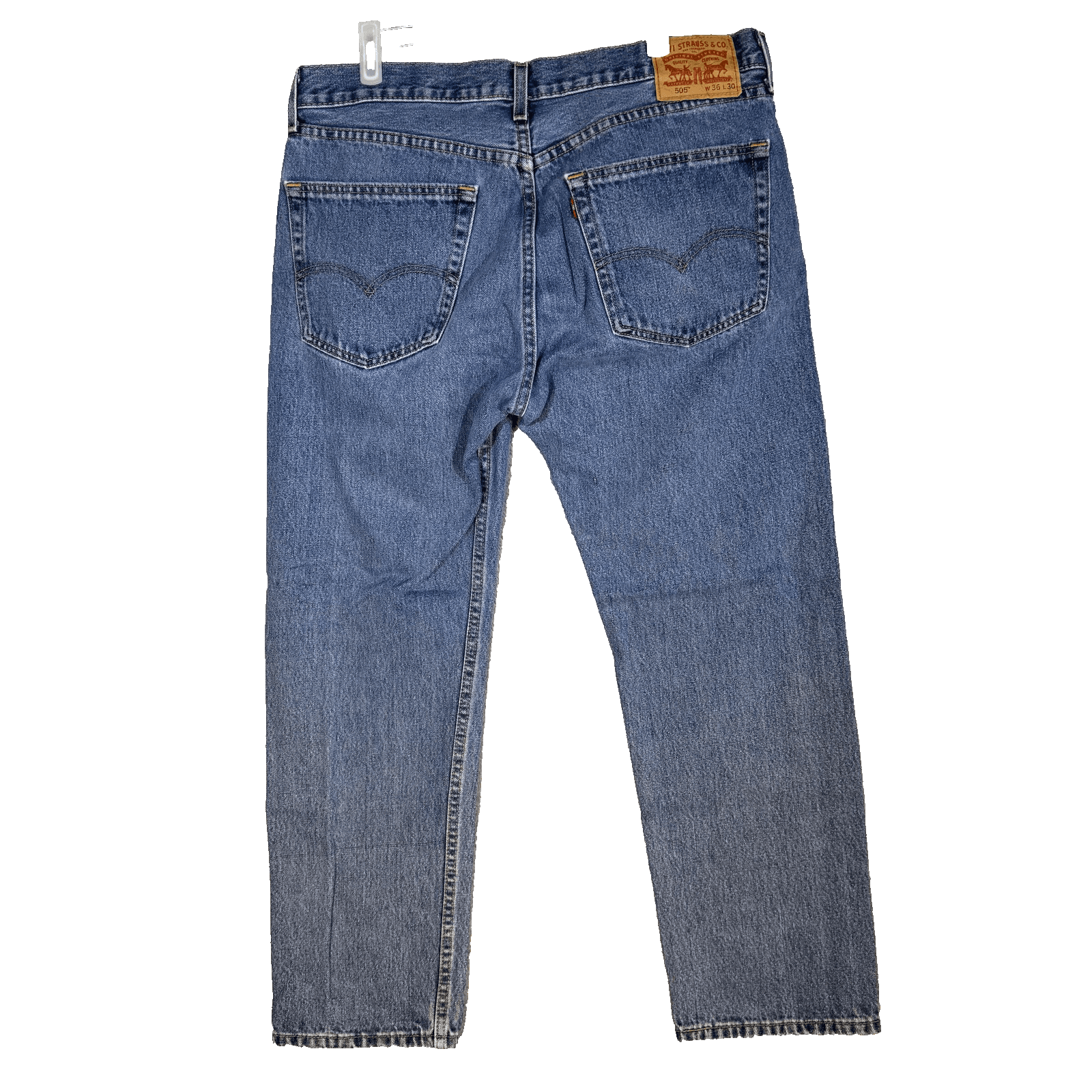 Levis 505 Jeans Mens 36x30 Blue Straight Leg Medium Wash Denim Cotton Classic - Thumbnail 3