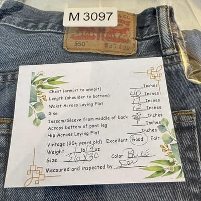 Levis 550 Jeans Mens 36x30 Blue Medium Wash Relaxed Fit Tapered Leg Denim - Thumbnail 12