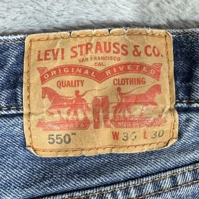 Levis 550 Jeans Mens 36x30 Blue Medium Wash Relaxed Fit Tapered Leg Denim - Thumbnail 5