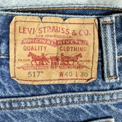 Vintage Levis 517 Jeans Mens 40x30 Blue Boot Cut Denim Faded Distressed 90s - Thumbnail 4