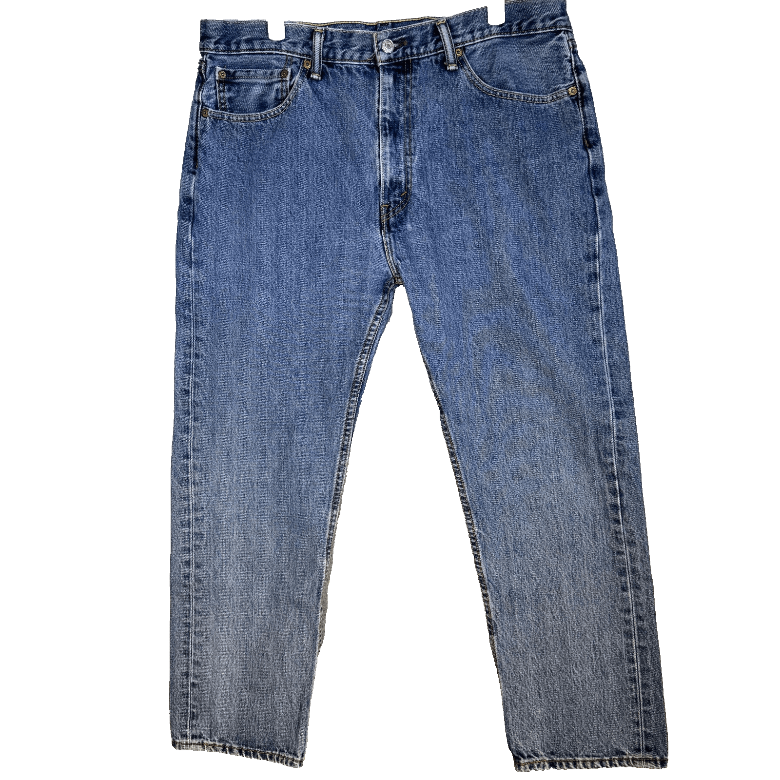 Levis 505 Jeans Mens 38x30 Blue Denim Straight Leg Medium Wash - Image 1