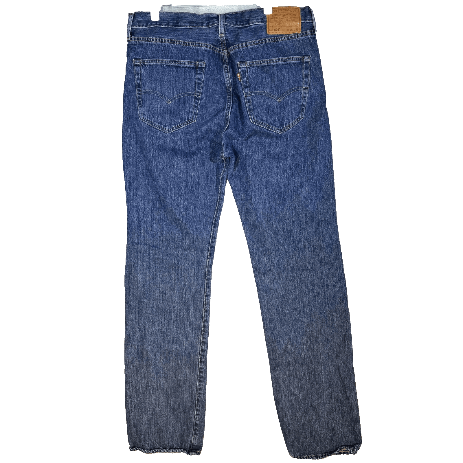 Levis 501 Jeans Mens 36x35 Blue Original Fit Big E Straight Leg Button Fly Denim - Thumbnail 3