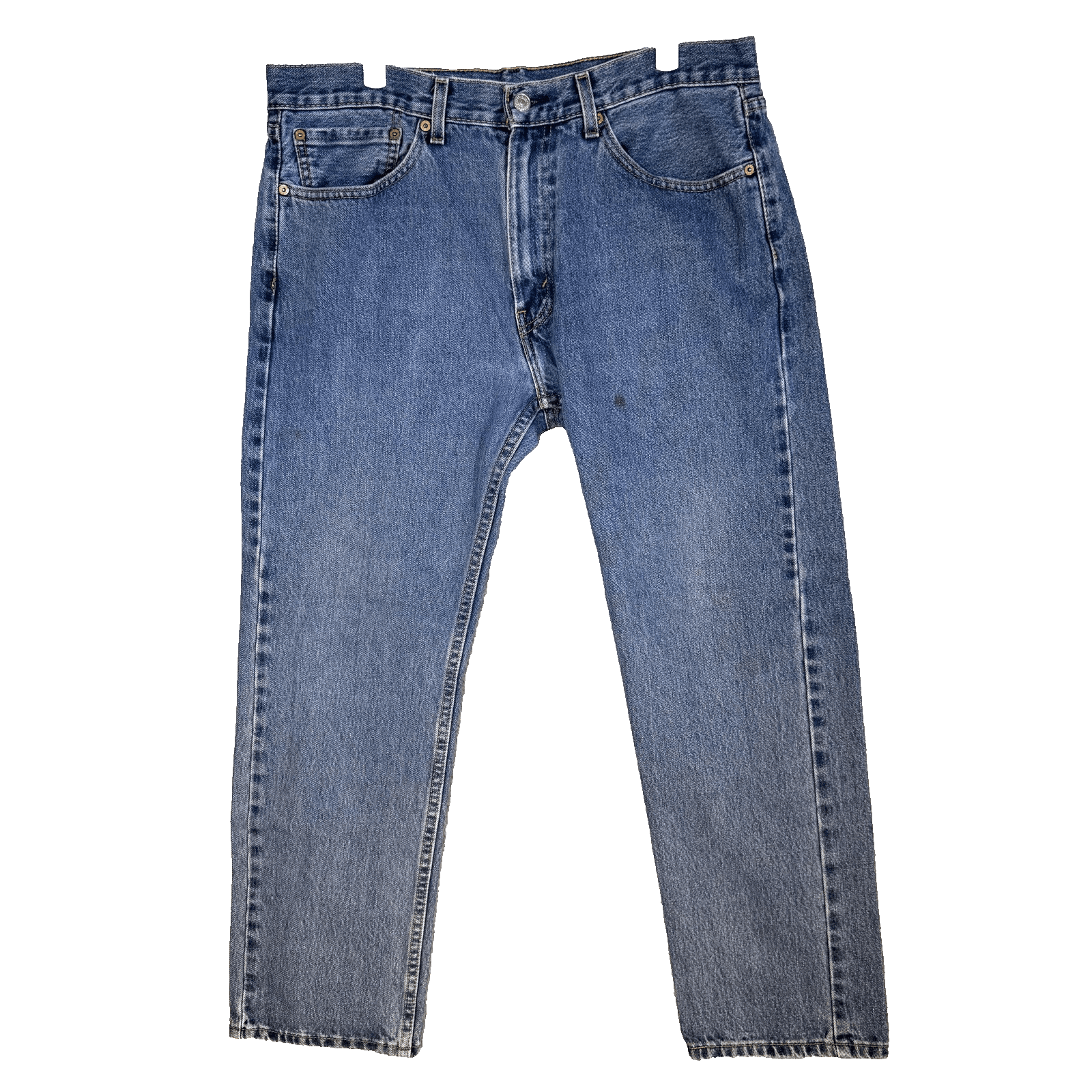 Levis 505 Jeans Mens 36x30 Blue Straight Leg Medium Wash Denim Cotton Classic - Image 1