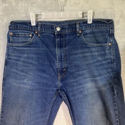 Levis 505 Jeans Mens 40x32 Blue Medium Wash Straight Stretch Denim Mid Rise - Thumbnail 3
