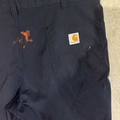 Carhartt Pants Mens 38x32 Navy Blue Ripstop Relaxed Fit Workwear Zipper Pockets - Thumbnail 7