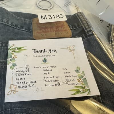 Levis 514 Jeans Mens 36x34 Blue Medium Wash Straight Leg Denim Low Rise - Thumbnail 8