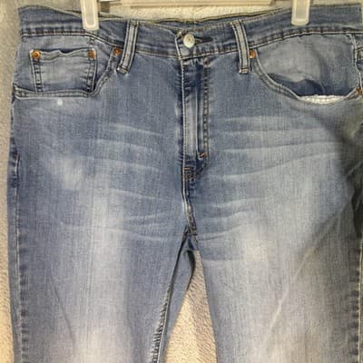 Levis 541 Jeans Mens 34x29 (34x30) Blue Light Wash Athletic Taper Stretch Denim - Thumbnail 3