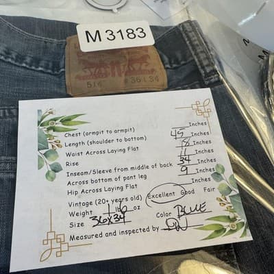 Levis 514 Jeans Mens 36x34 Blue Medium Wash Straight Leg Denim Low Rise - Thumbnail 9