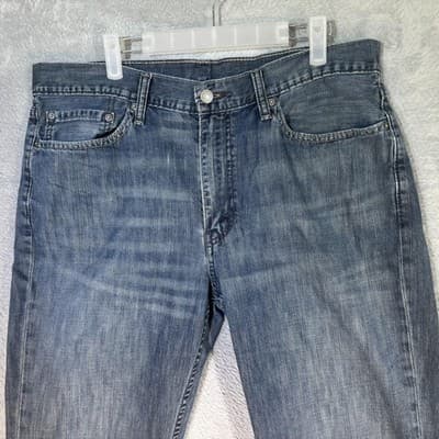Levis 514 Jeans Mens 36x34 Blue Medium Wash Straight Leg Denim Low Rise - Thumbnail 3