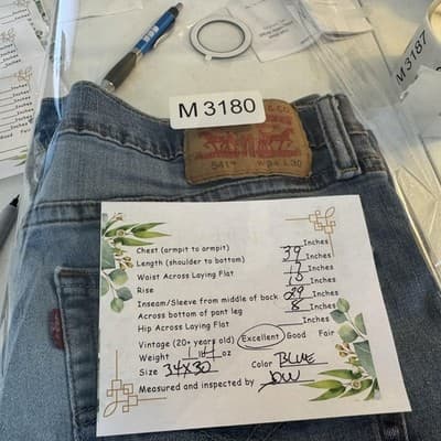 Levis 541 Jeans Mens 34x29 (34x30) Blue Light Wash Athletic Taper Stretch Denim - Thumbnail 11