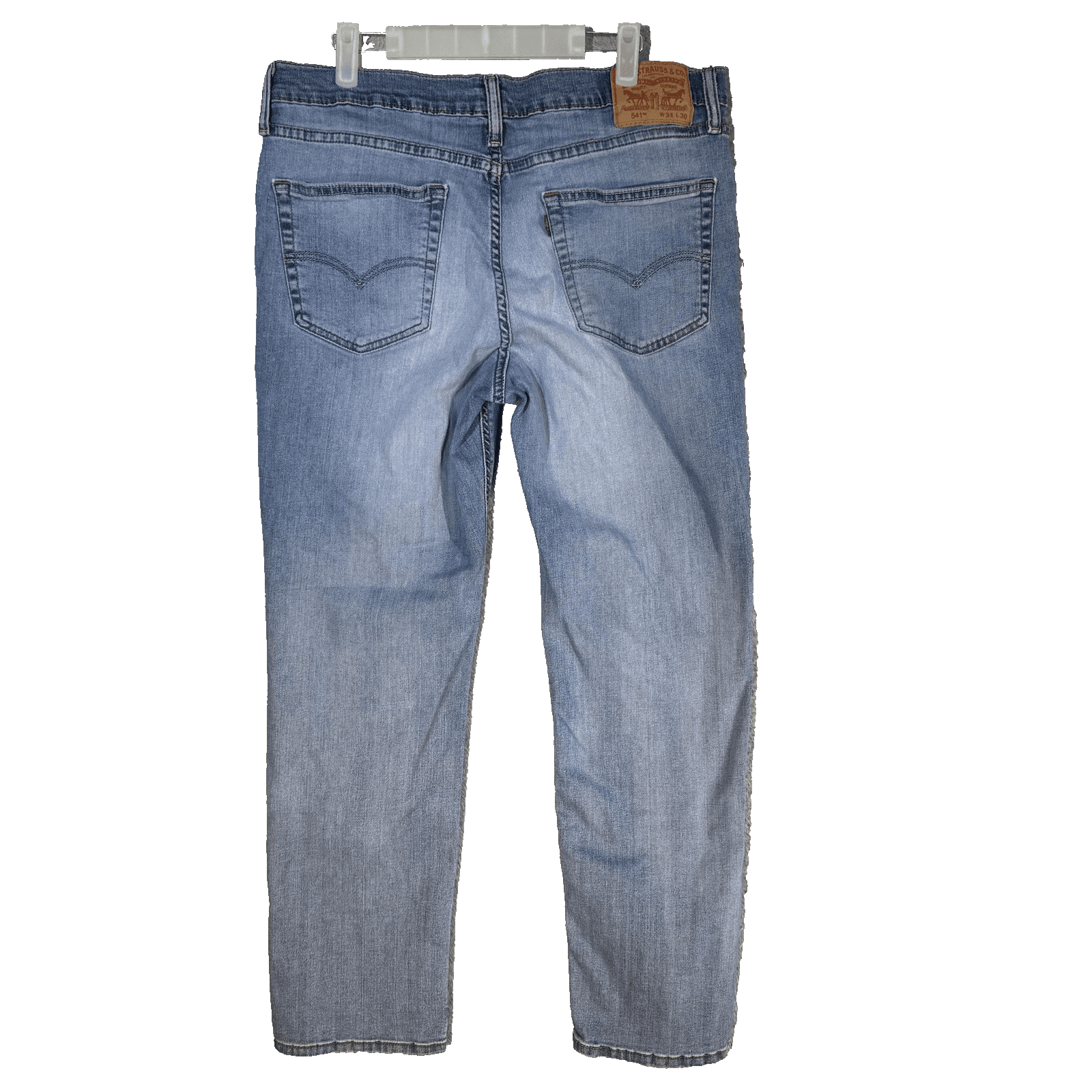 Levis 541 Jeans Mens 34x29 (34x30) Blue Light Wash Athletic Taper Stretch Denim - Thumbnail 2