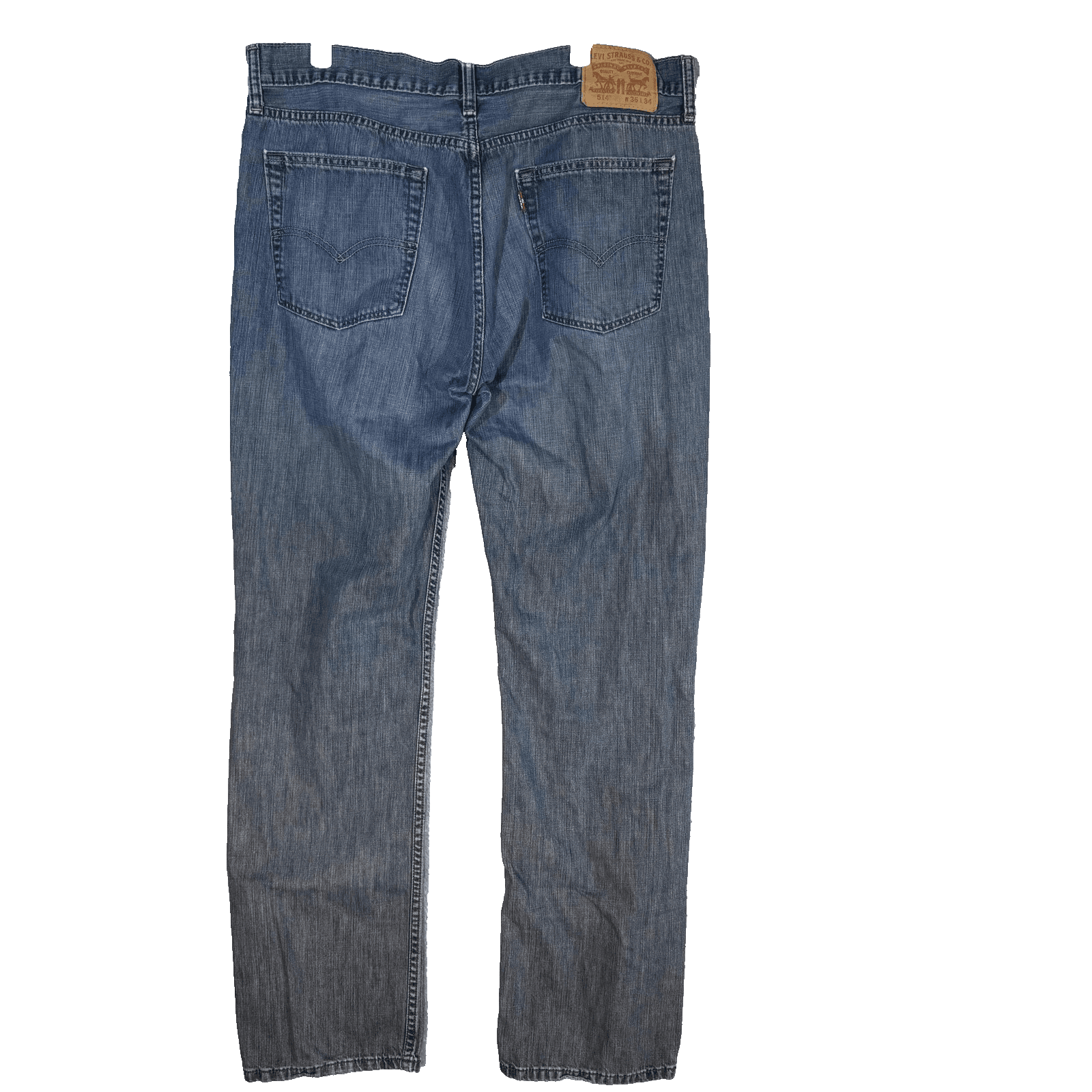 Levis 514 Jeans Mens 36x34 Blue Medium Wash Straight Leg Denim Low Rise - Thumbnail 2