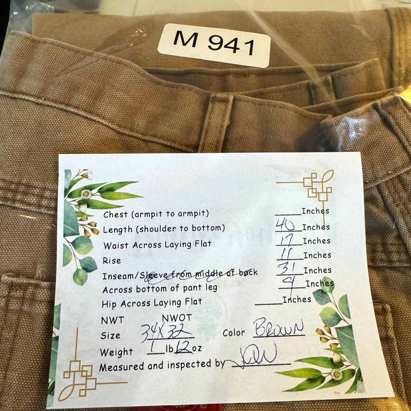 Dickies Carpenter Jeans Men’s 34x32 Brown Denim Relaxed Fit Straight Leg - Thumbnail 9