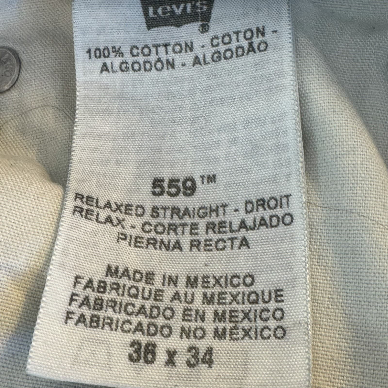 Levi's 559 Men's Jeans 36x34 Blue Denim Relaxed Fit Mid-Rise Straight Leg - Thumbnail 8