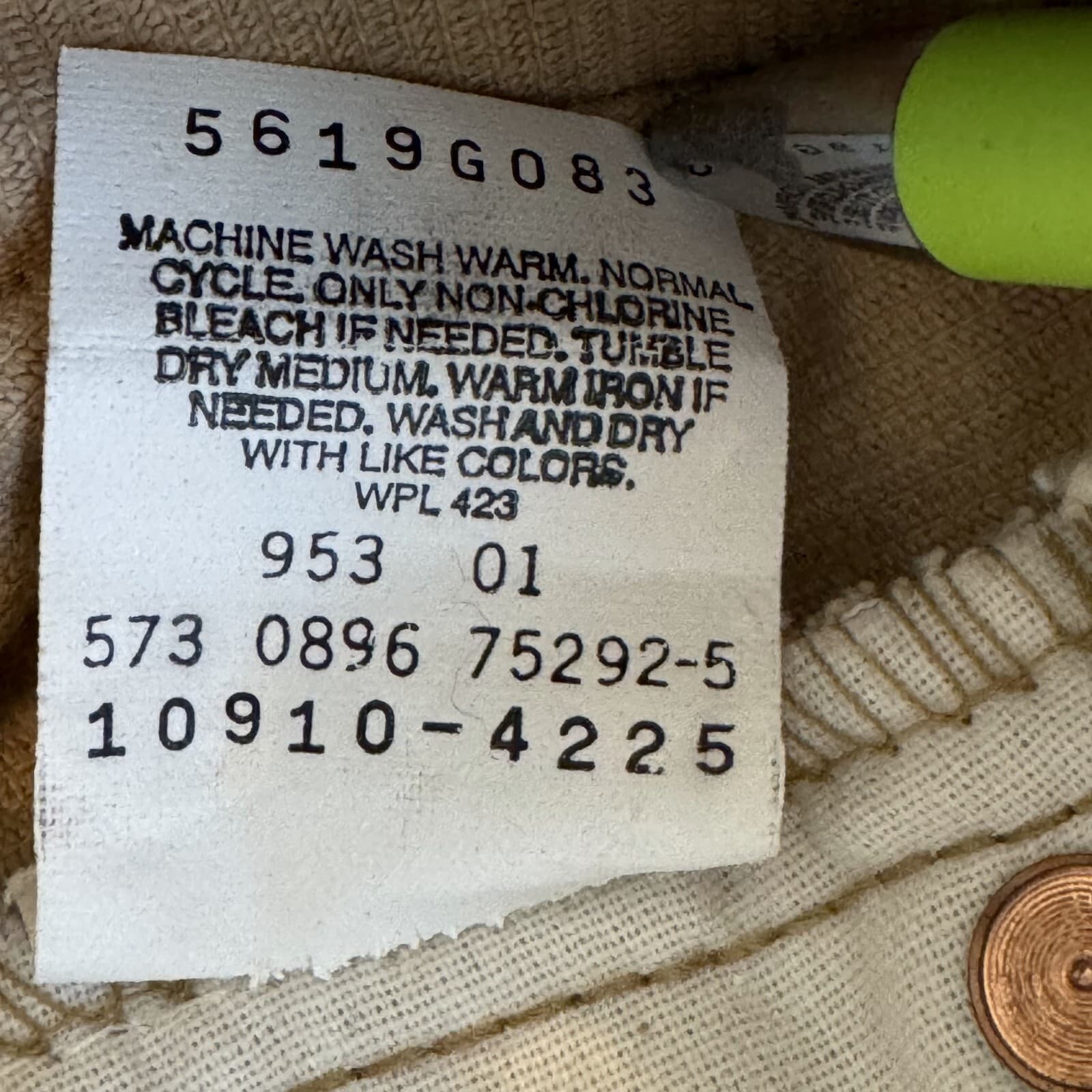 Levi's 910 Womens Jeans 13 Beige Corduroy Mid-Rise Straight Leg - Thumbnail 5