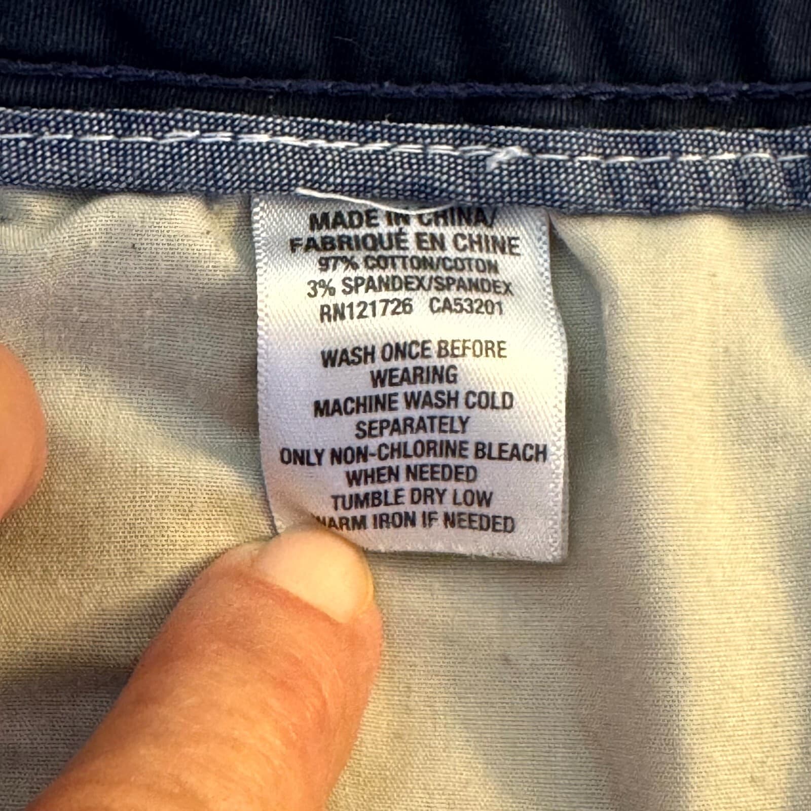 Men Chino Shorts Size 32 Blue Mid Rise Flat Front Classic Casual Zip Fly - Thumbnail 3