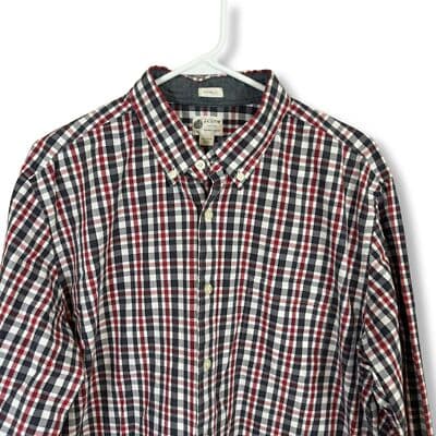 J.Crew Men's Size L Red & Black Plaid Button-Down Shirt Long Sleeve Classic Fit - Thumbnail 3