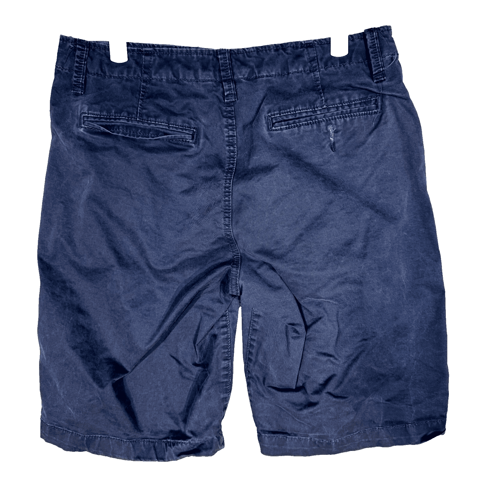 Men Chino Shorts Size 32 Blue Mid Rise Flat Front Classic Casual Zip Fly - Thumbnail 2