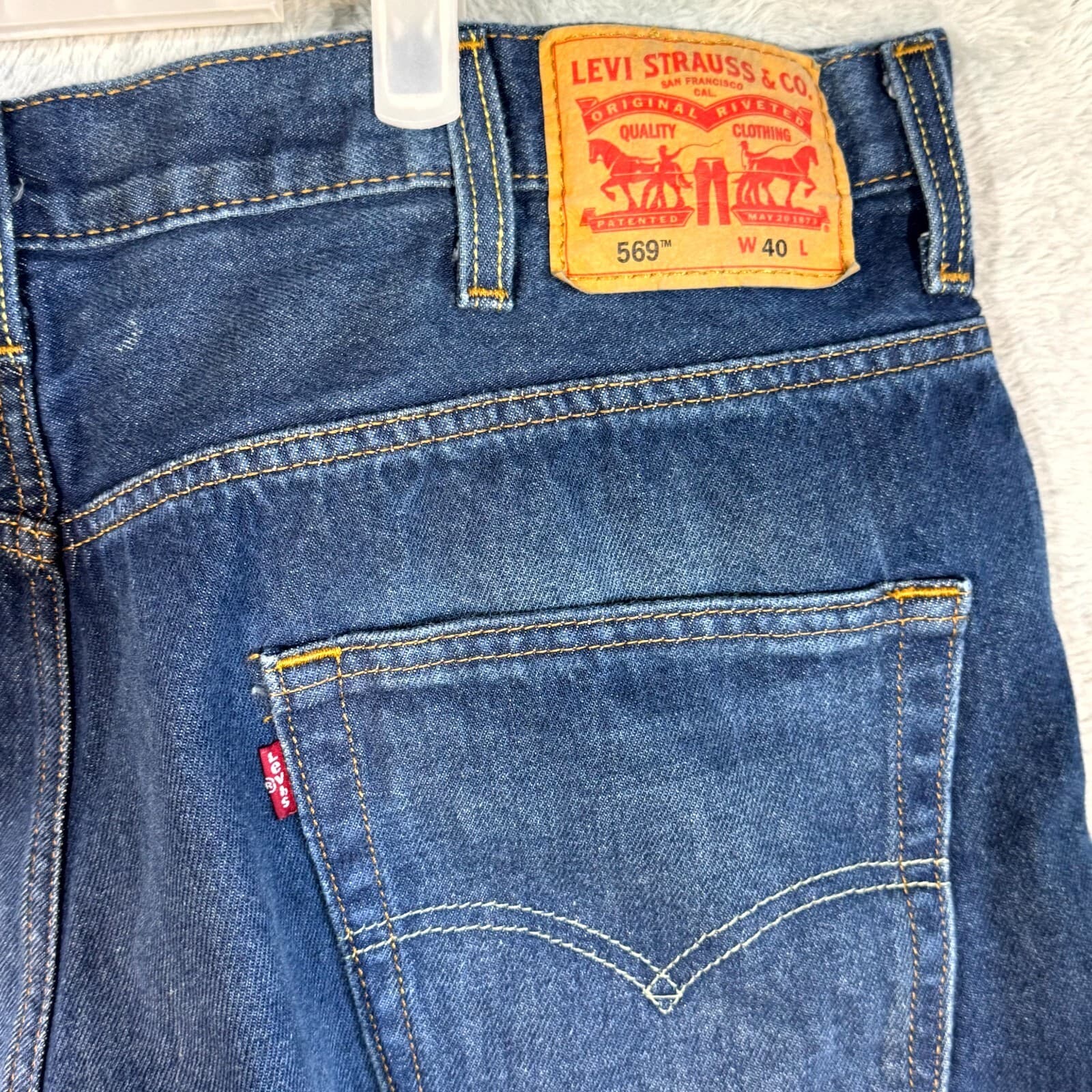 Levi's 569 Men's Shorts 40 Blue Denim High-Rise Loose Fit 5-Pocket - Thumbnail 6