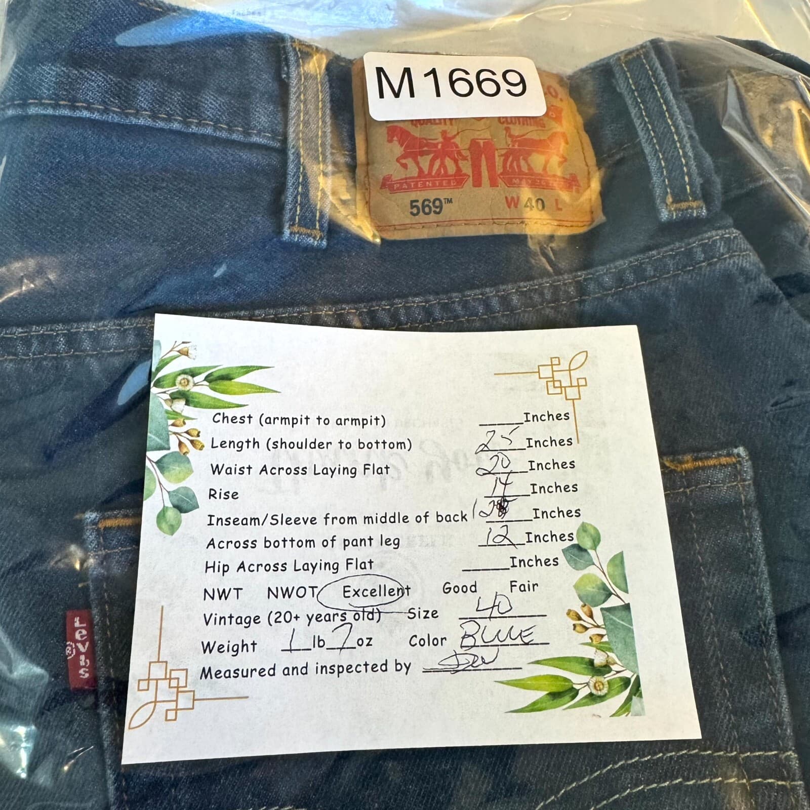 Levi's 569 Men's Shorts 40 Blue Denim High-Rise Loose Fit 5-Pocket - Thumbnail 8