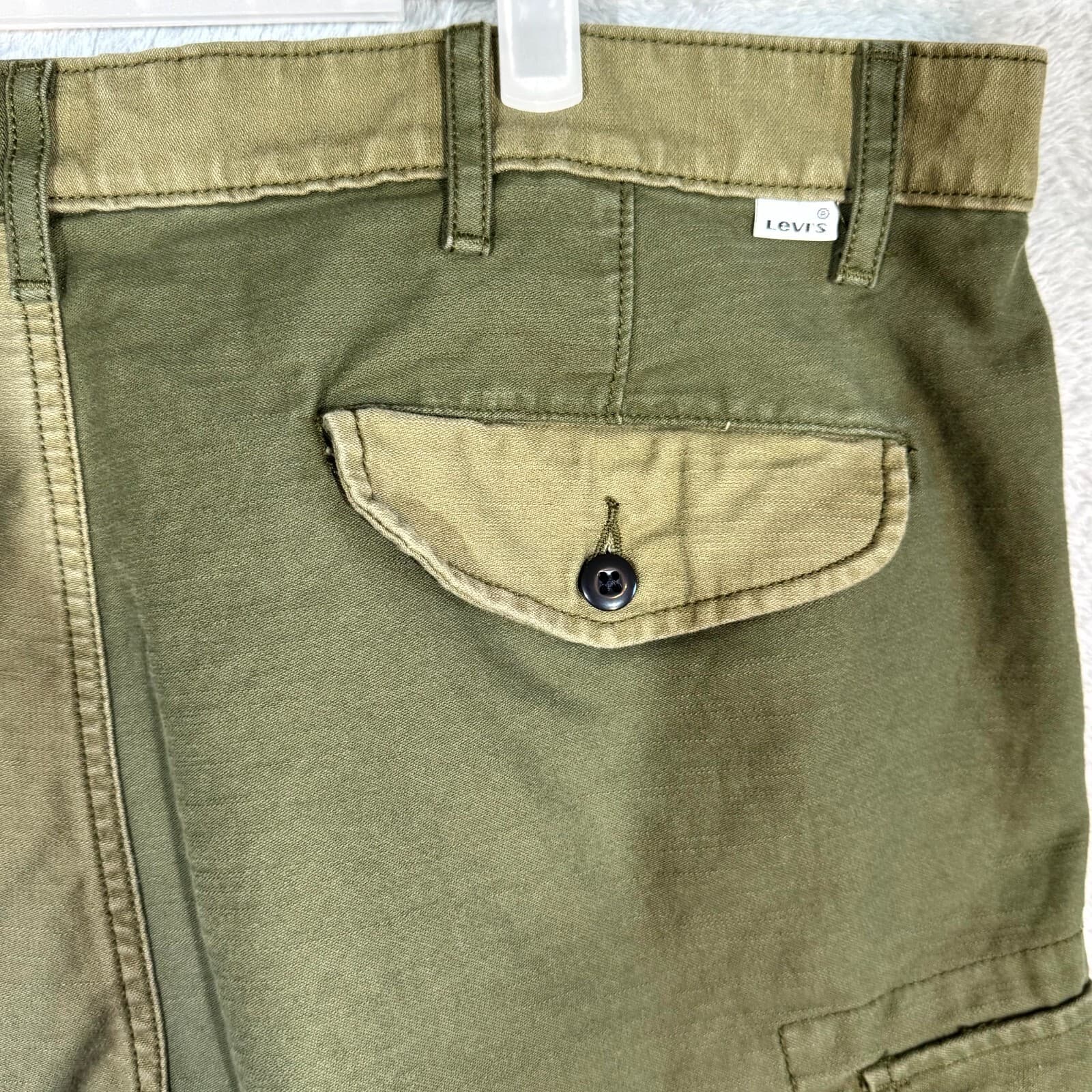 Levi's Carrier Cargo Shorts Men 40 Olive Green Cotton Workwear Zip Fly Durable - Thumbnail 9