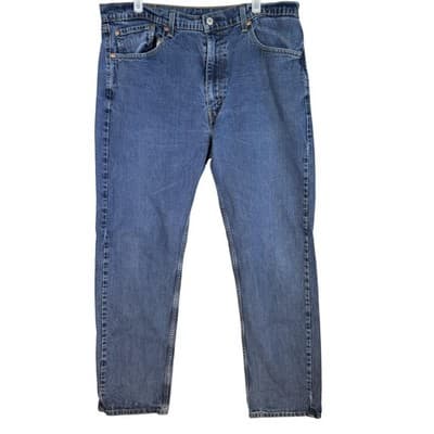 Levis 505 Jeans Mens 38x32 Blue Denim Straight Leg Classic Fit Medium Wash - Image 1