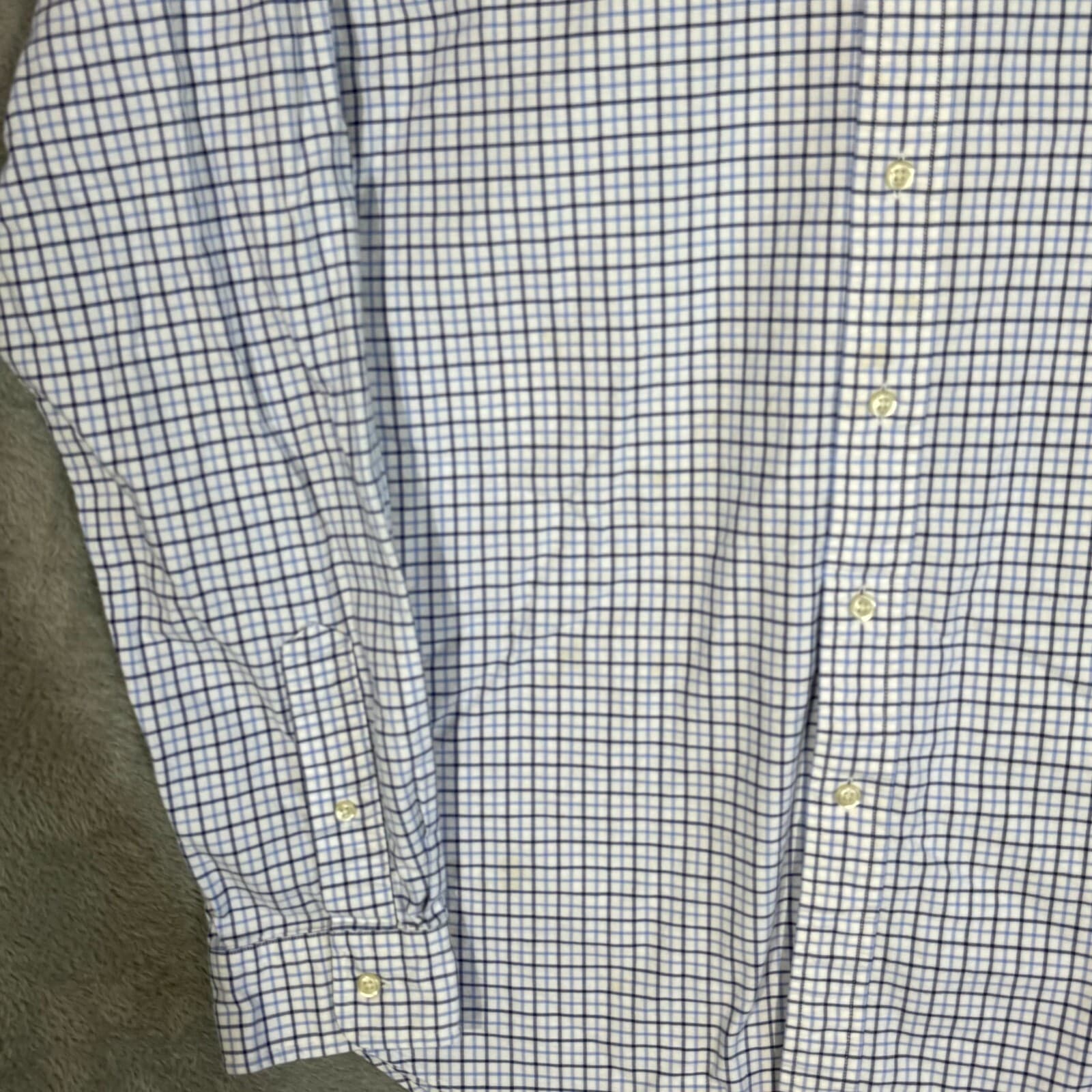 Ralph Lauren Men’s Button Down Shirt Large Blue Plaid Stretch Oxford Slim Fit - Thumbnail 3