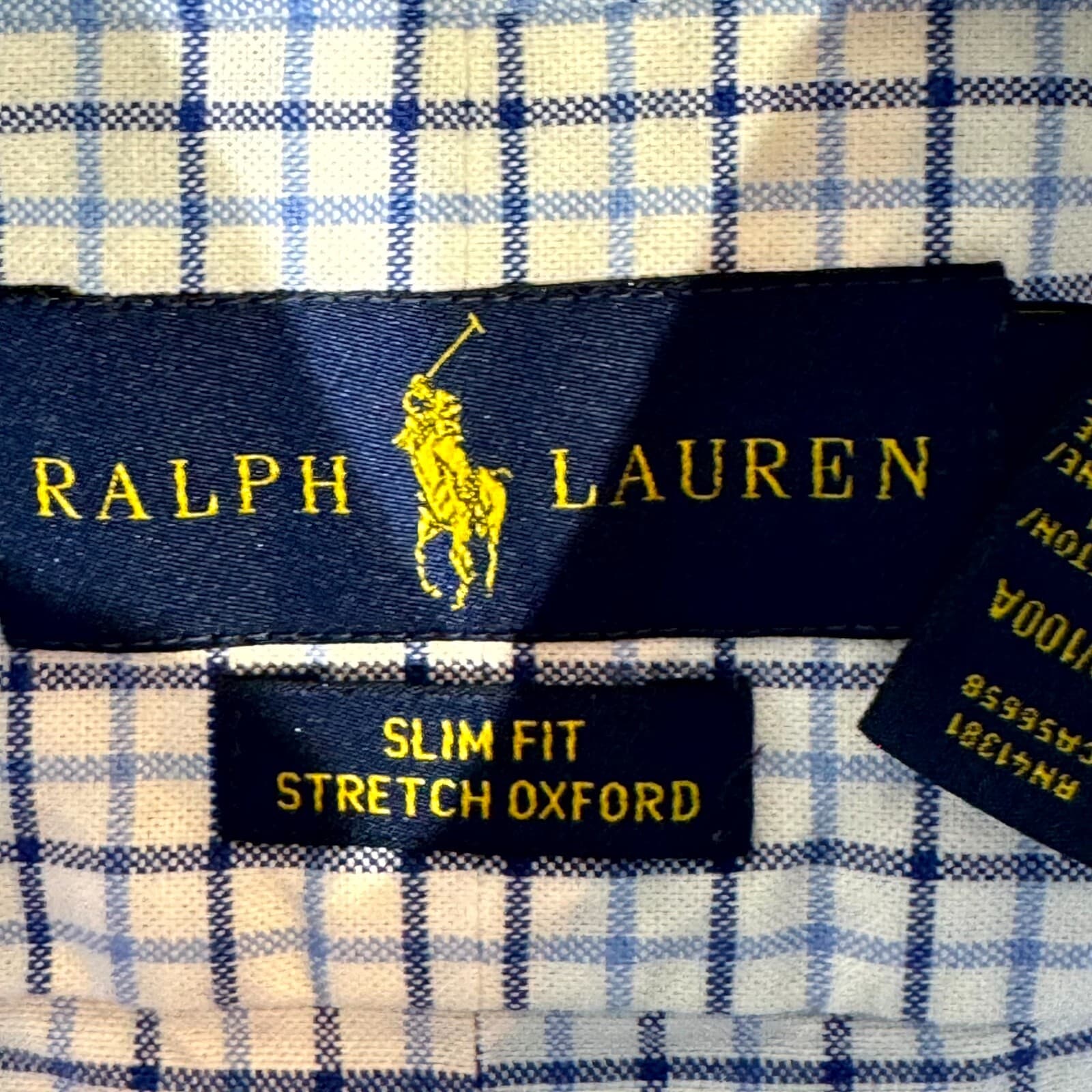 Ralph Lauren Men’s Button Down Shirt Large Blue Plaid Stretch Oxford Slim Fit - Thumbnail 8