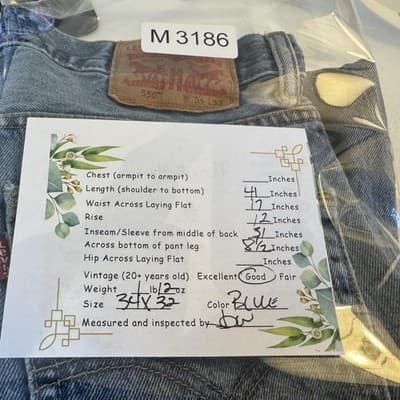 Levis 550 Jeans Mens 34x31 (34x32) Blue Medium Wash Relaxed Tapered Denim - Thumbnail 10
