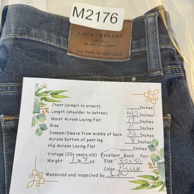 Lucky Brand Jeans Mens 33x30 Blue 363 Straight Alamo Stretch Denim Classic Fit - Thumbnail 8