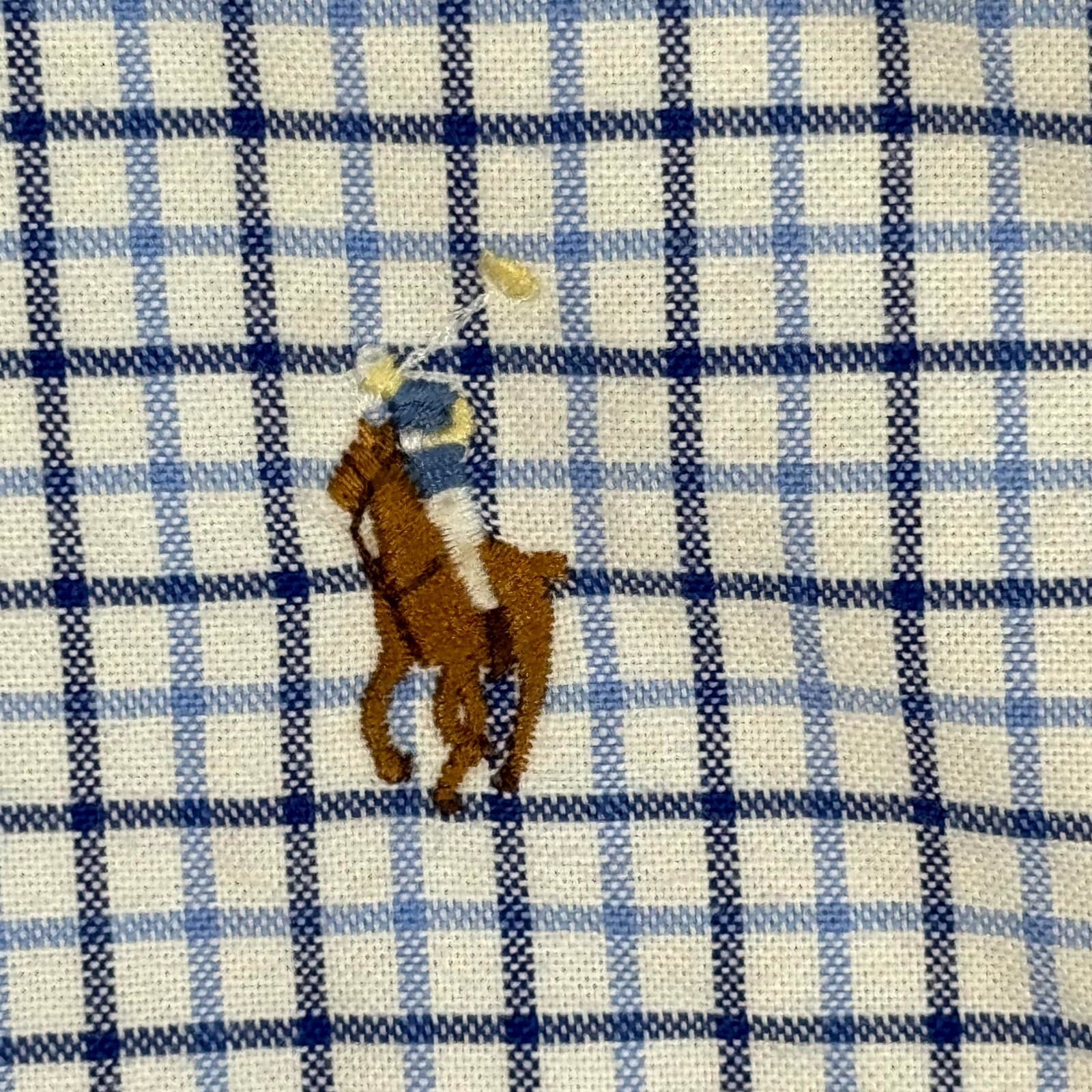 Ralph Lauren Men’s Button Down Shirt Large Blue Plaid Stretch Oxford Slim Fit - Thumbnail 7