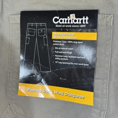 Carhartt Pants Mens 38x34 Beige Washed Duck Work Dungaree B11 DES Cotton - Thumbnail 4