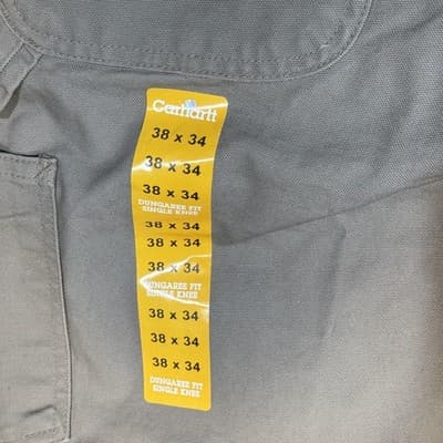 Carhartt Pants Mens 38x34 Beige Washed Duck Work Dungaree B11 DES Cotton - Thumbnail 3