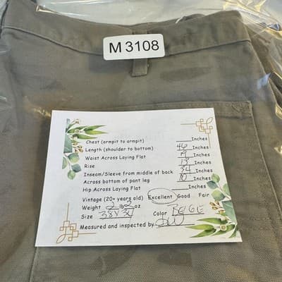 Carhartt Pants Mens 38x34 Beige Washed Duck Work Dungaree B11 DES Cotton - Thumbnail 9