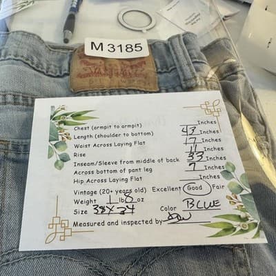 Levis 511 Jeans Mens 34x33 (36x34) Light Wash Blue Slim Taper Stretch Denim - Thumbnail 11