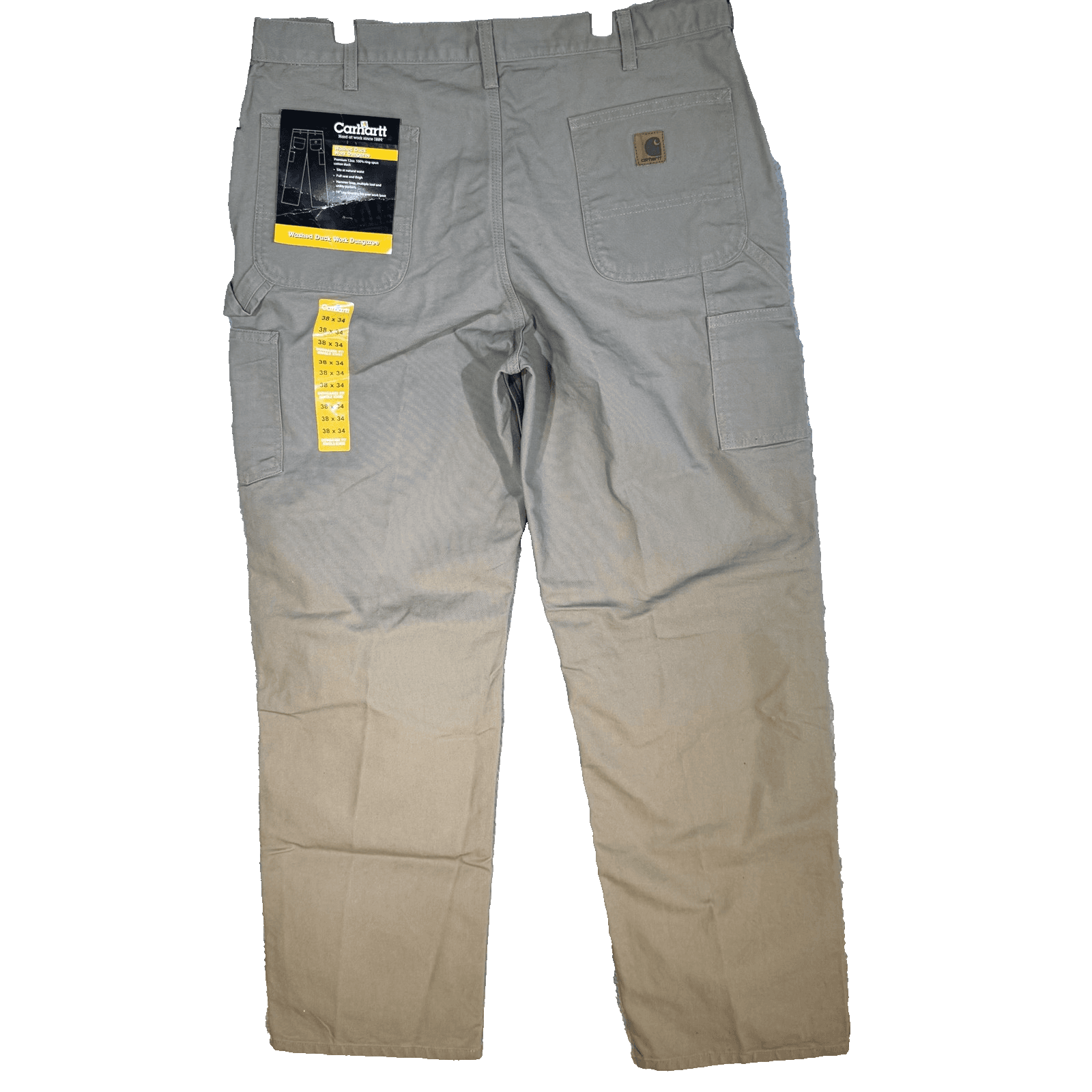 Carhartt Pants Mens 38x34 Beige Washed Duck Work Dungaree B11 DES Cotton - Thumbnail 2