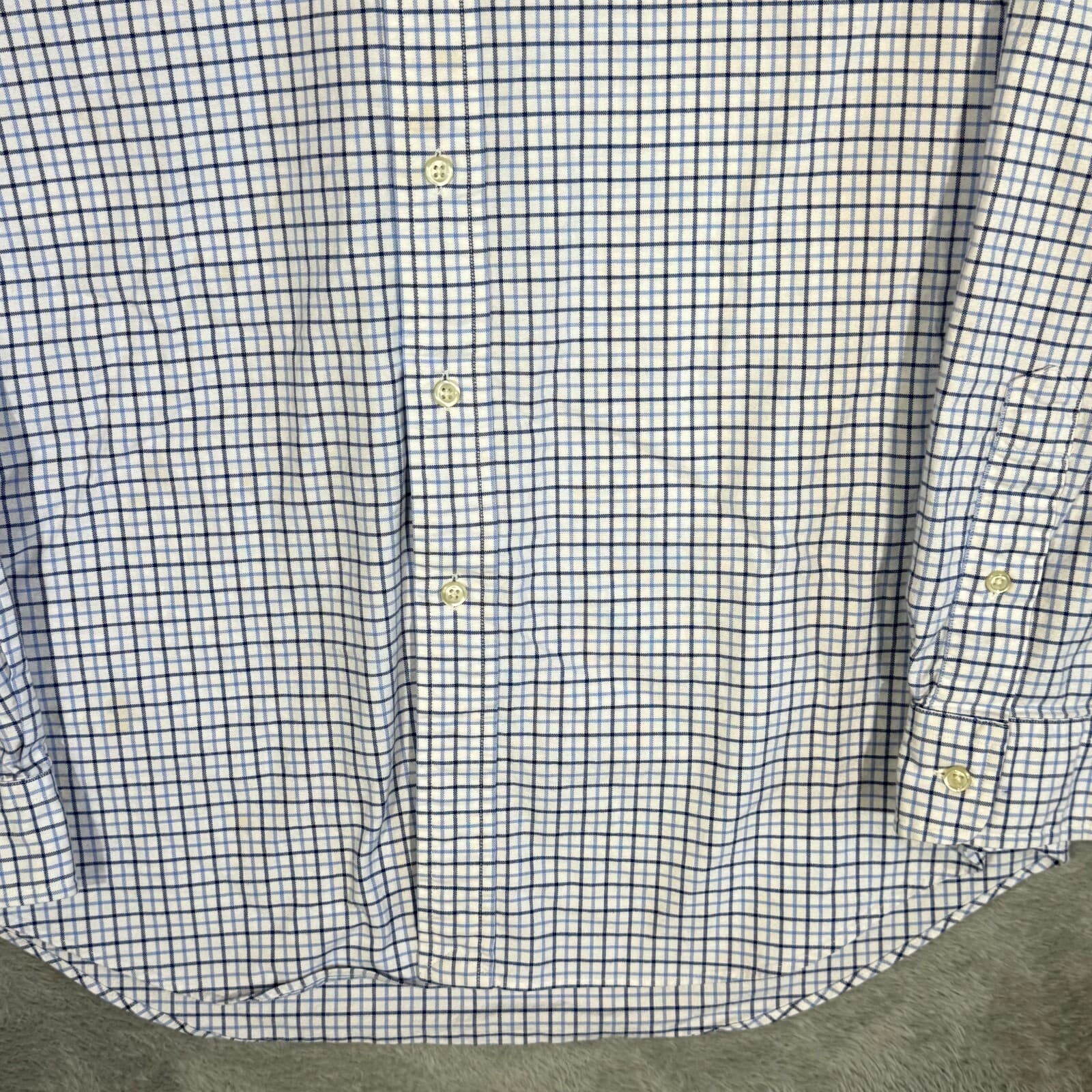 Ralph Lauren Men’s Button Down Shirt Large Blue Plaid Stretch Oxford Slim Fit - Thumbnail 6